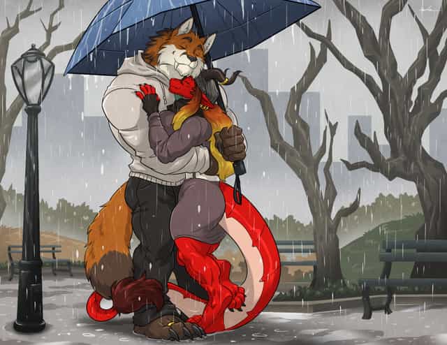 andy and adelonda rainstorm snuggle